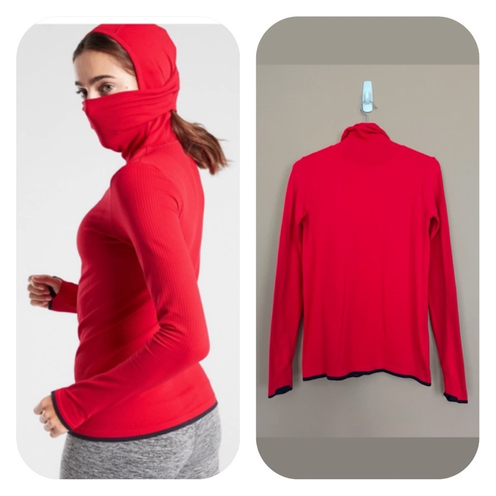 {Athleta} Flurry Balaclava Long Sleeve Hoodie in Red - Womens Medium